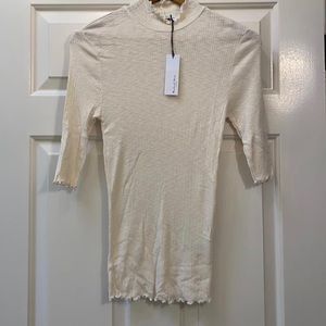 NWT Micheal Stars Billie Rhodes Rib Shirt in chalk cream. Size OS fits like S/M